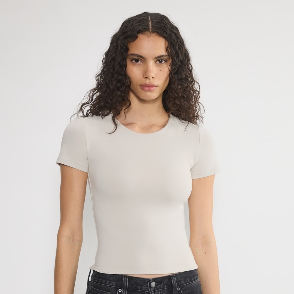 Aritzia Babaton Original Contour Crew T-shirt in Matte Pearl